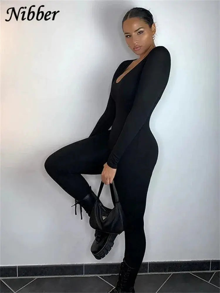 Sophisticated Brown Bodycon Jumpsuit Spandex Fashion Piece