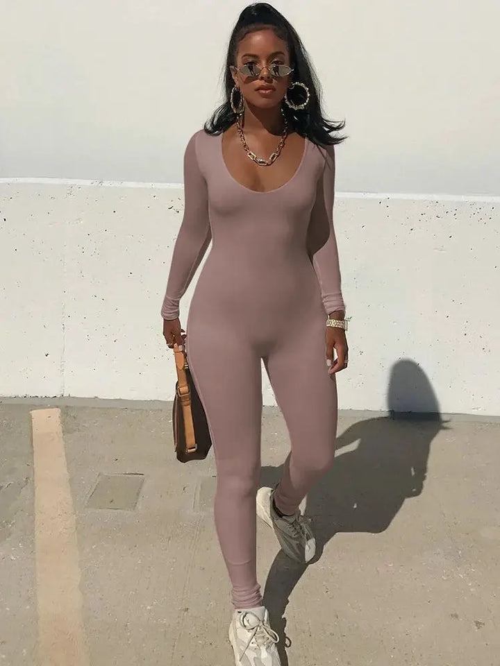 Dulzura Women 2024 Autumn Winter Long Sleeve Bodycon Streetwear Jumpsuit Overall One Piece Outfit Wholesale Items for Business