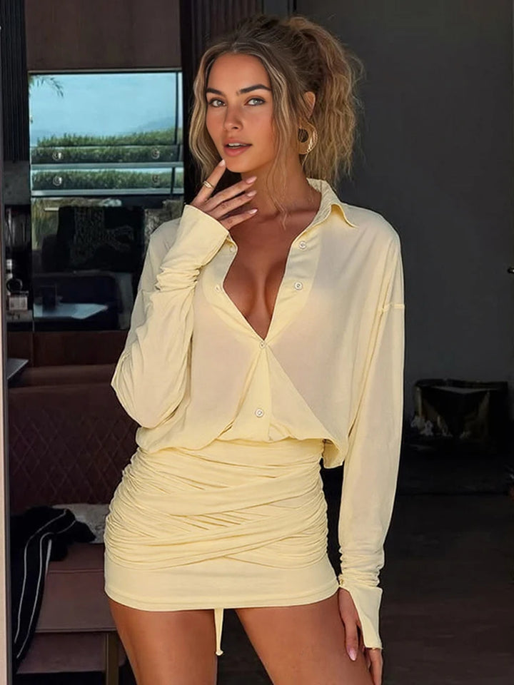 Weird Puss Patchwork Ruched See Through Dress