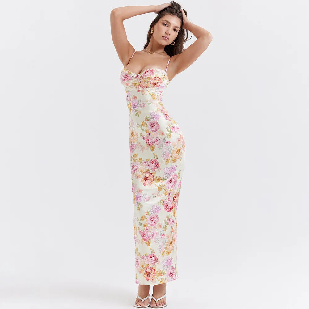Elegant Floral Maxi Dress With Empire Waist
