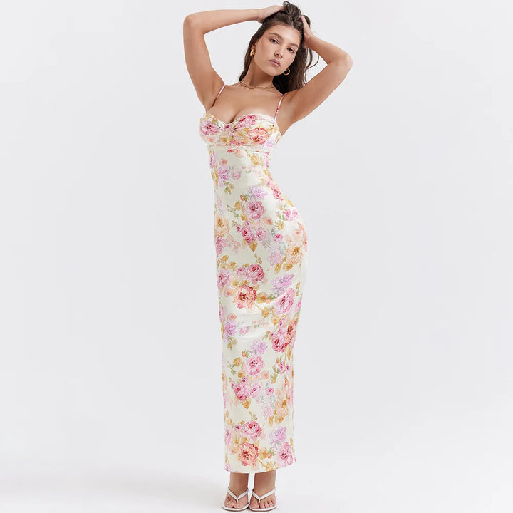 Elegant Floral Maxi Dress With Empire Waist