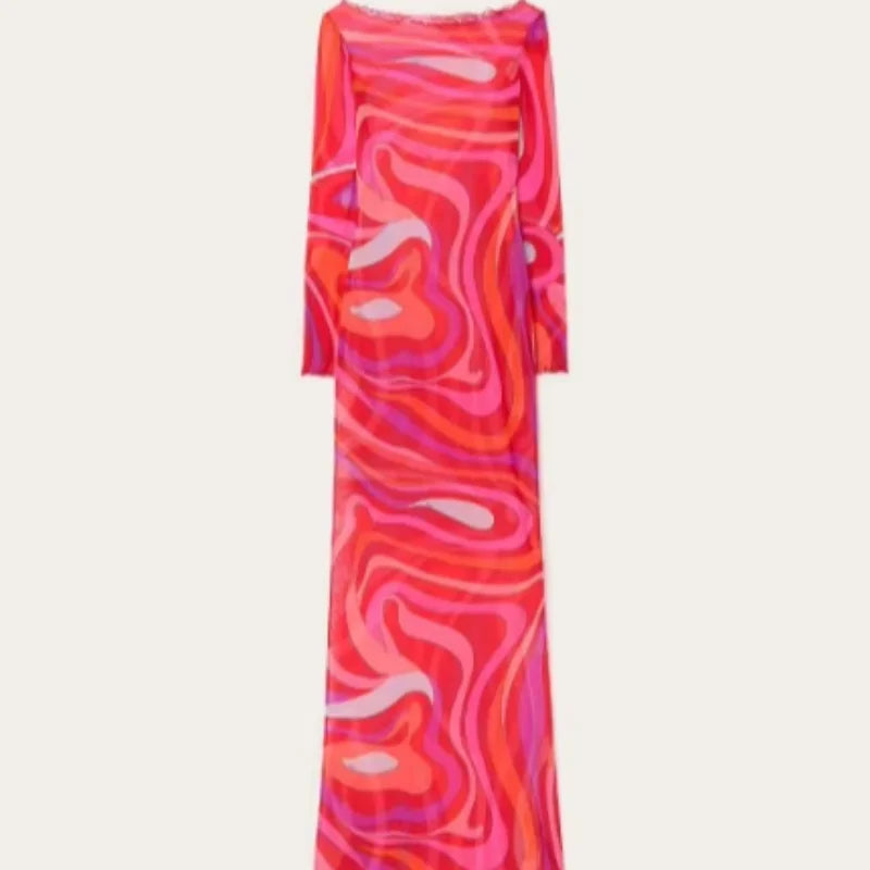 Chic Sleeveless Mesh Maxi Dress For Beach Vacation