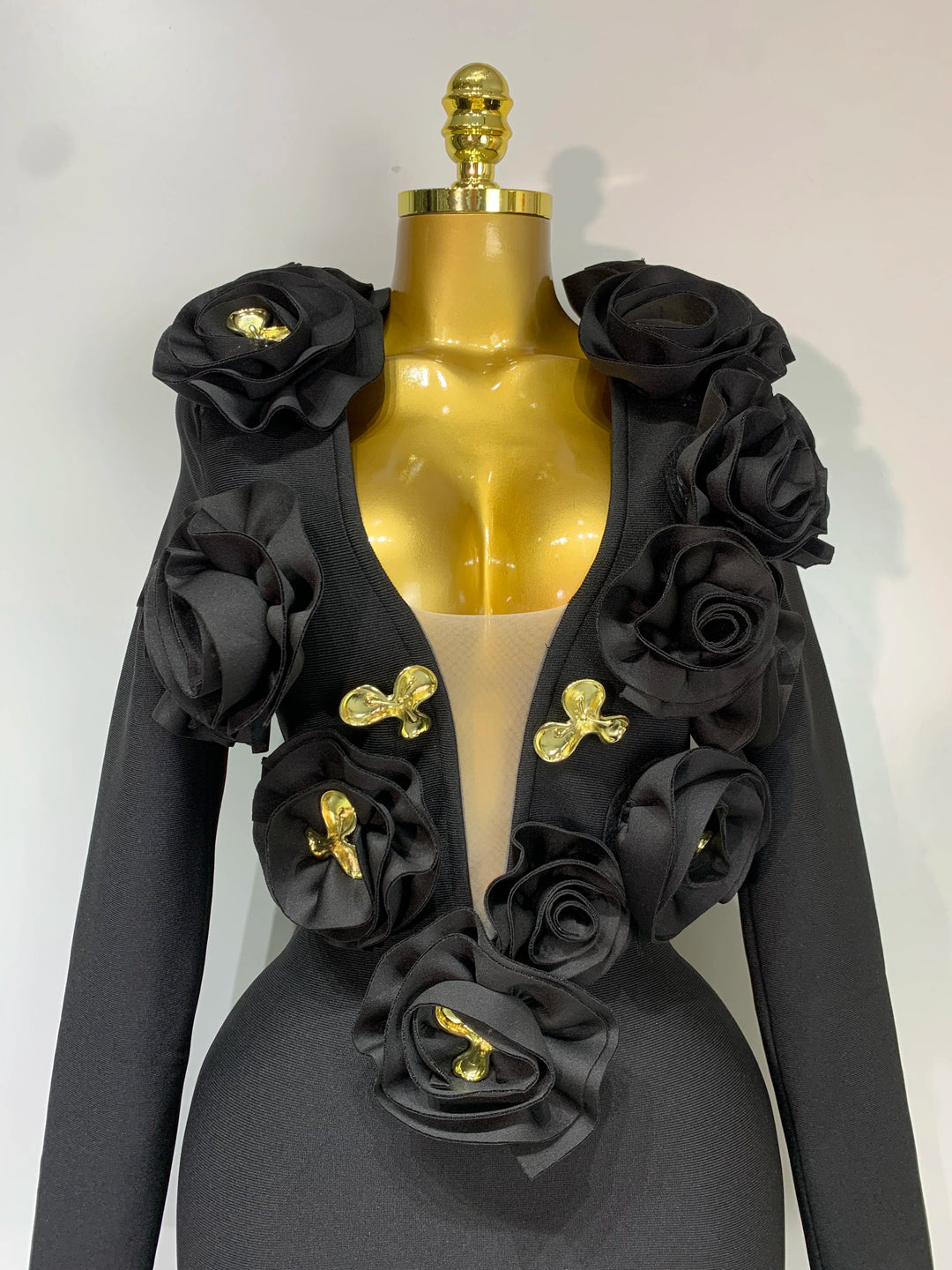 Luxury 3D Floral Bandage Dress For Stunning