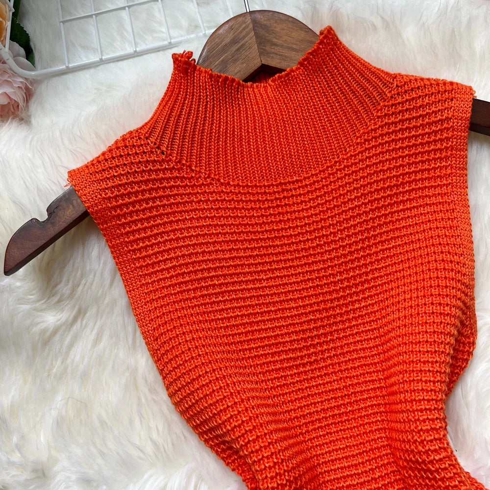 Yuoomuoo Sleeveless Knit Mini Dress Openwork