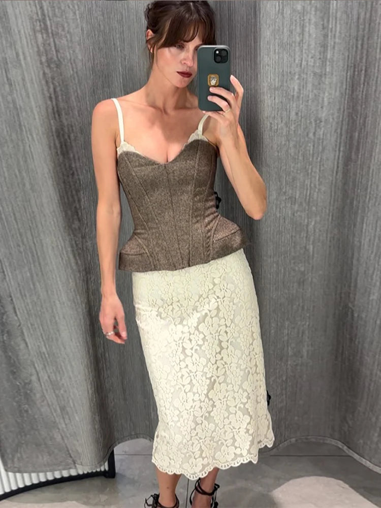 Chic Spaghetti Strap Corset Top For Women Party