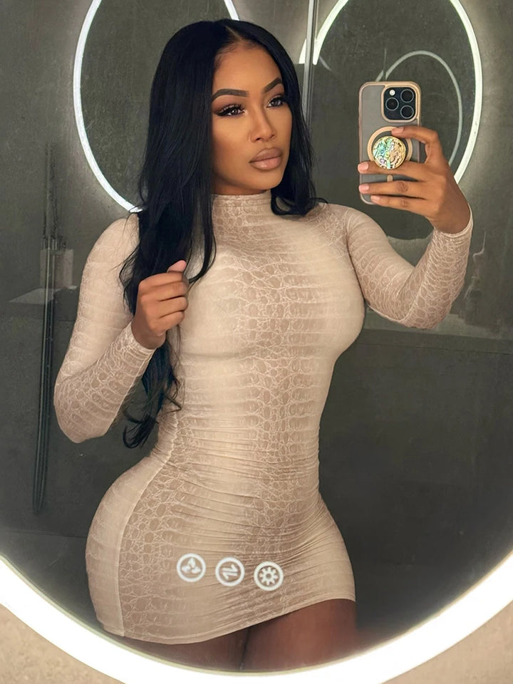 Weird Puss Snake Pattern Winter Bodycon Dress