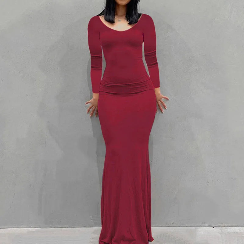 Feel Good Cozy Knit Ankle Length Slim Women Dress