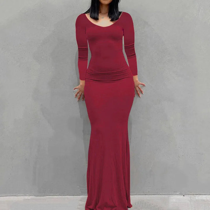 Feel Good Cozy Knit Ankle Length Slim Women Dress