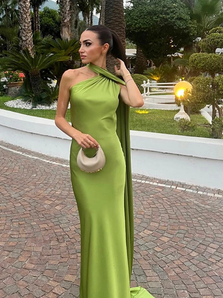 Chic Black Halter Maxi Dress For Elegant Evening Wear