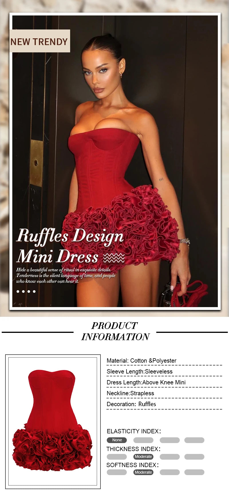 Vj Gochi Signature Red Holiday Cocktail Dress