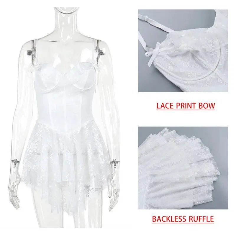 Elegant White Lace Backless Maxi Dress Bodycon for Summer