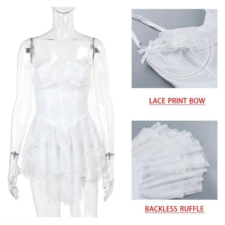 Elegant White Lace Backless Maxi Dress Bodycon for Summer