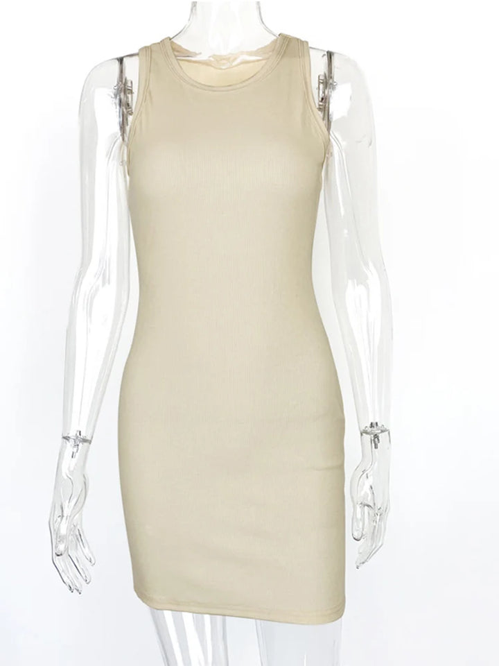Womens Black Ribbed Bodycon Mini Dress Sleeveless