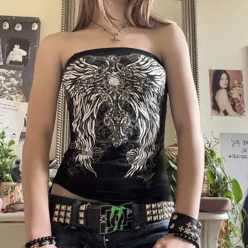 Dozw Exclusive Vintage Gothic Black Knit Tube Top