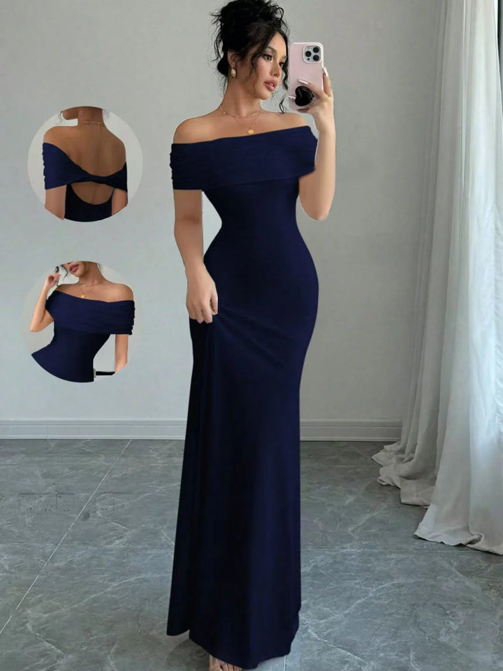 Off Shoulder Bodycon Midi Cocktail Dress Night Out
