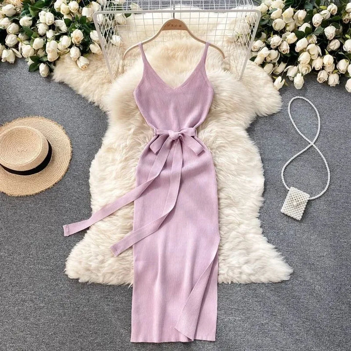 YuooMuoo Women Cutout Waist Knitted Bodycon Dress