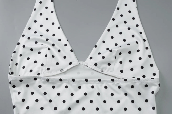 Dulzura Polka Dot Knitted Halter Backless Top