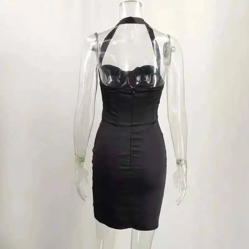 Giyu Black Glitter Strapless Bodycon Mini Dress