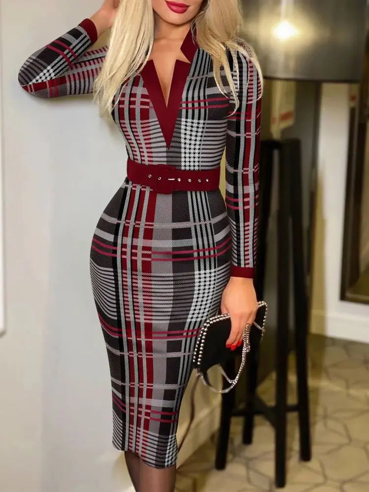 Signature Premium Knit V Neck Midi Dress