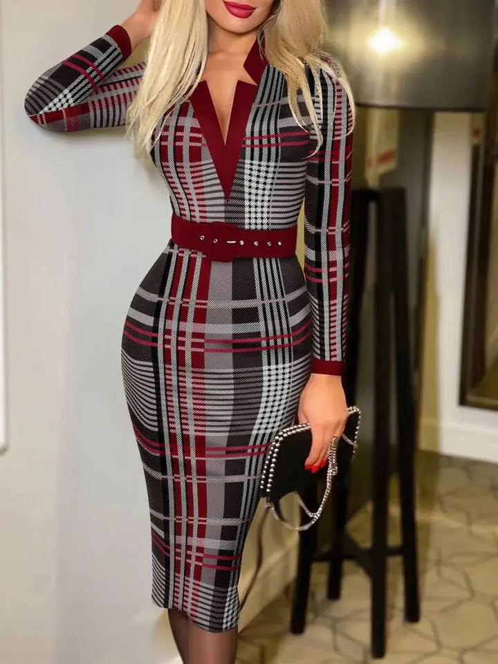 Signature Premium Knit V Neck Midi Dress