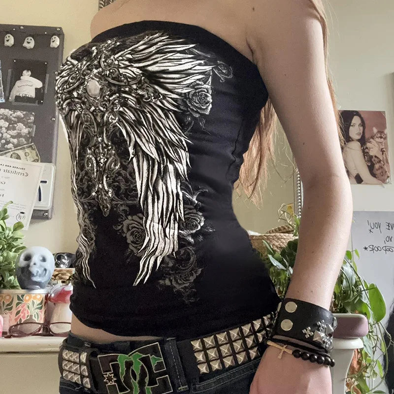Dozw Exclusive Vintage Gothic Black Knit Tube Top