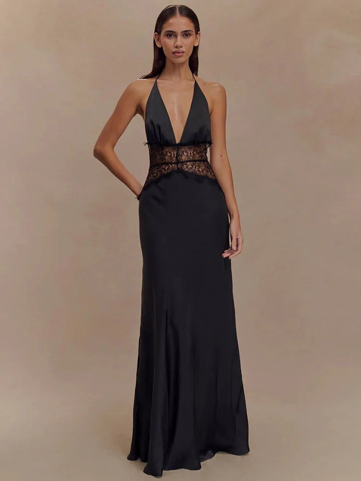 Elegant Backless Maxi Dress Women Summer Halter Gown