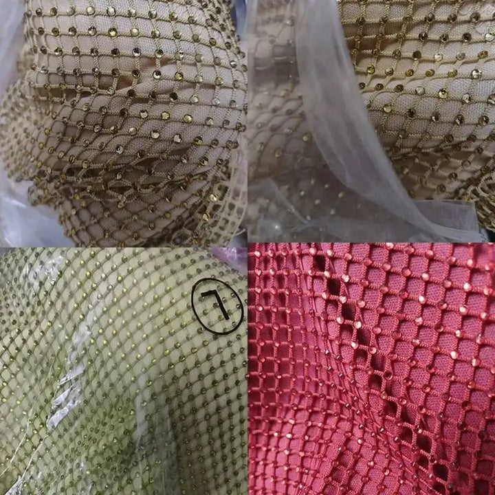 Giyu Sequined Mesh Diamond Backless Maxi Dress