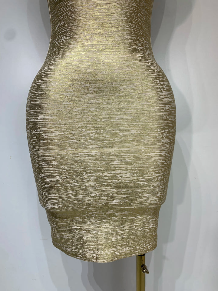 Luxury Gold Bodycon Dress For Elegant Evening