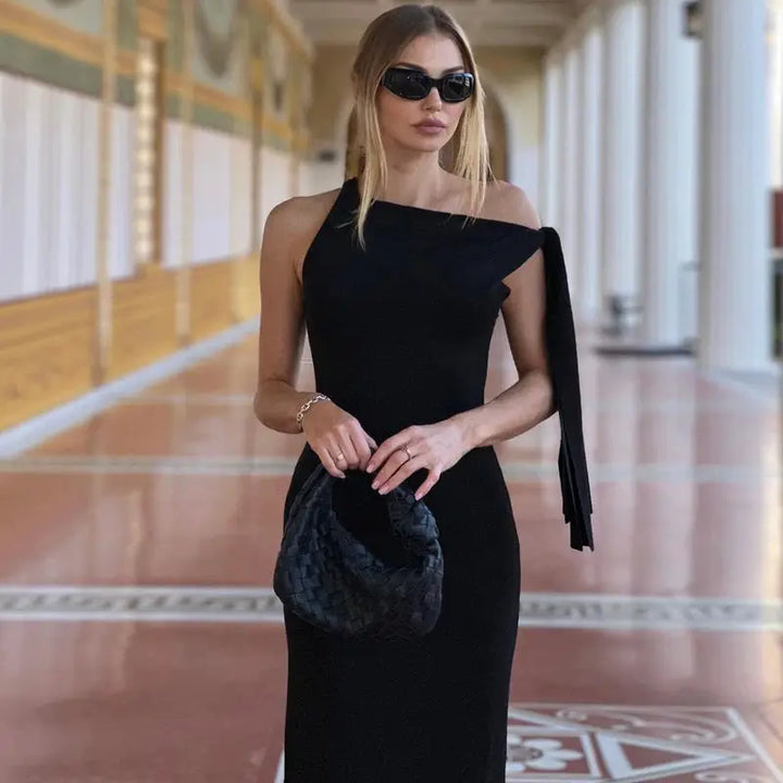 Hugcitar Fashion Solid O Neck Sleeveless Patchwork Sexy Bodycon Maxi Prom Dress Summer Women Clothes Party Festival Club Y2K