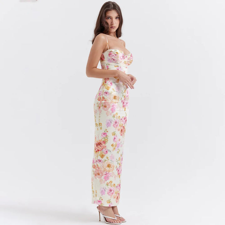 Elegant Floral Maxi Dress With Empire Waist