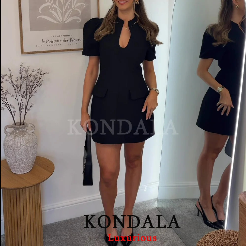 Black Puff Sleeve Party Mini Dress For You