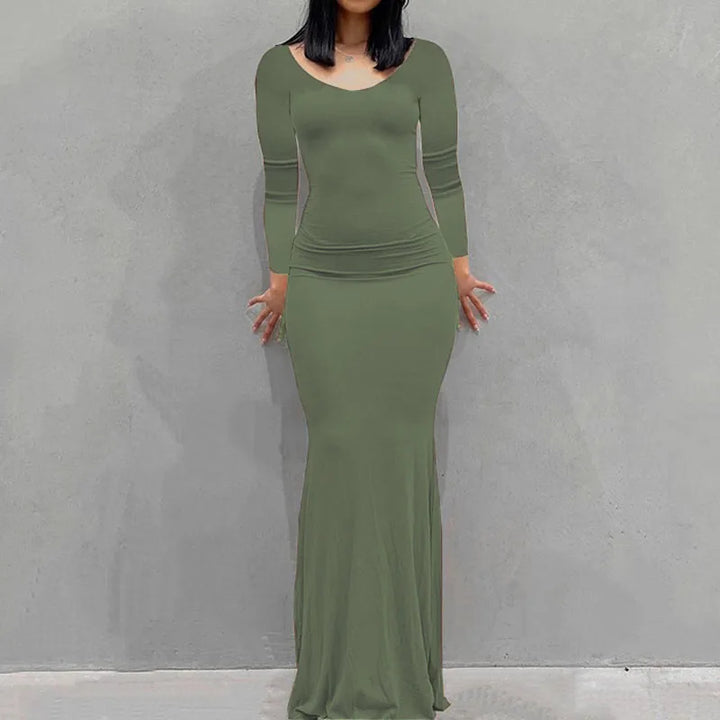 Feel Good Cozy Knit Ankle Length Slim Women Dress