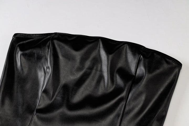 Exquisite Faux Leather Tube Mini Dress