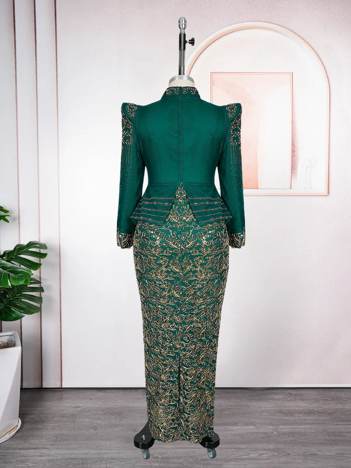 Elegant Women Bodycon Maxi Dress Long Sleeve Gown
