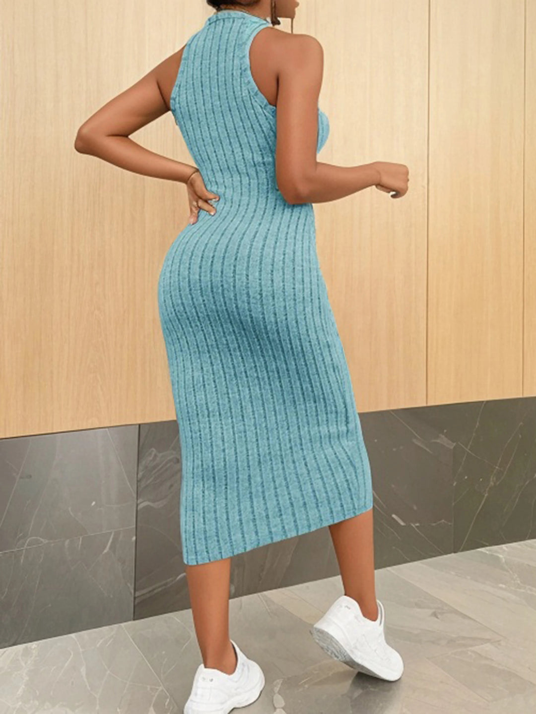 Luxury Halter Midi Dress For Elegant Nights