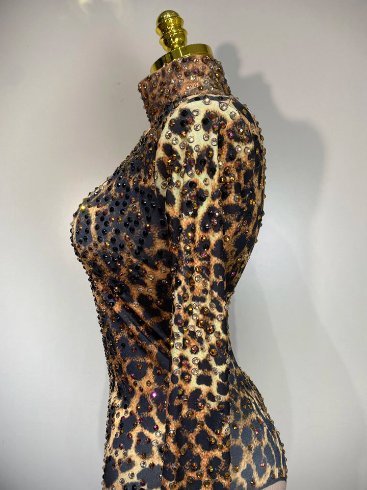Bold Leopard Stage Jumpsuit For Women Tatting