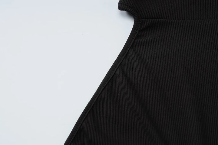Elegant Ribbed Knit Halter Neck Bodycon Jumpsuit