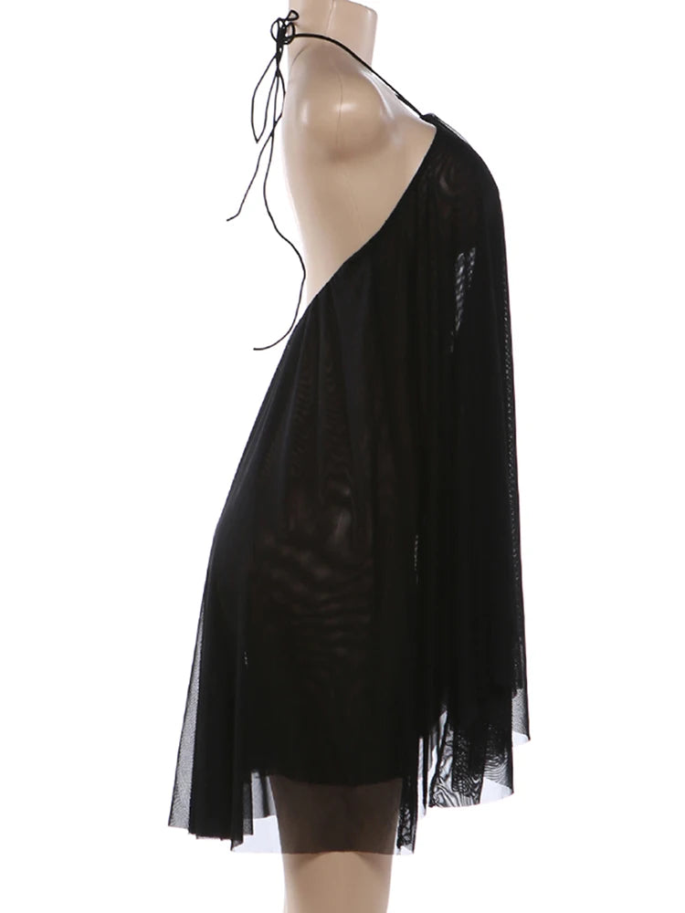 Y2K Mini Dress Tiered Backless Elegant Style