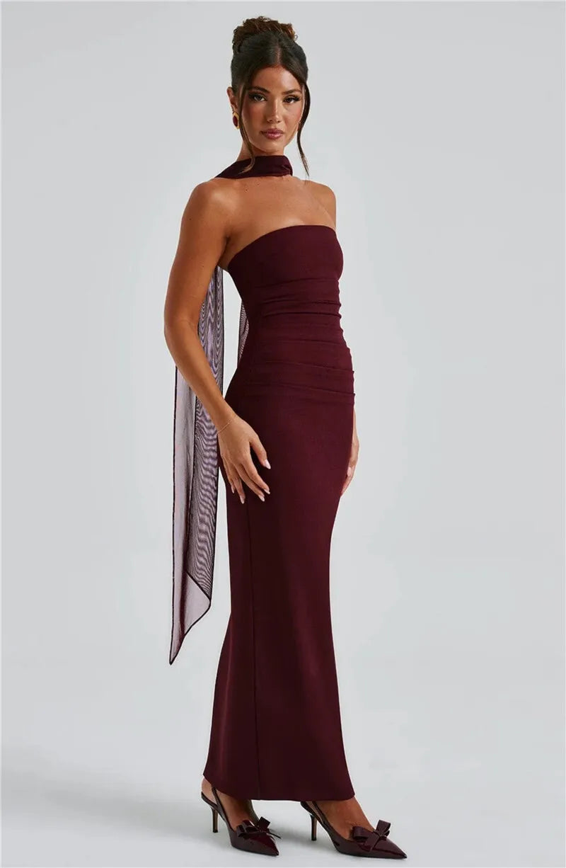 Mozision Premium Off Shoulder Backless Maxi