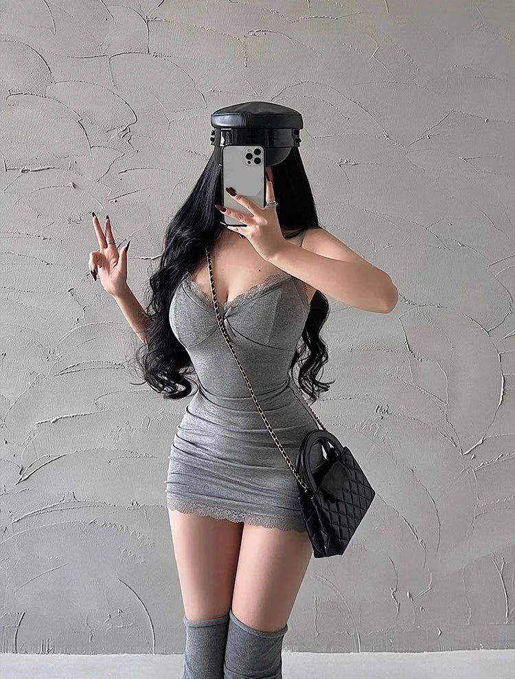 Elegant Black Lace Patchwork Bodycon Mini Dress