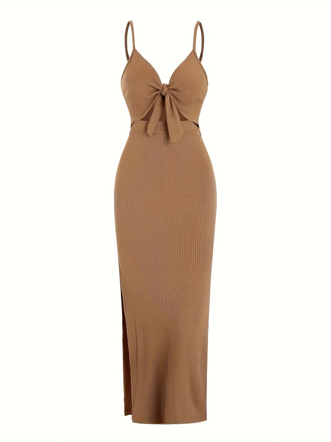 Floral Knit V Neck Sleeveless Backless Long Dress
