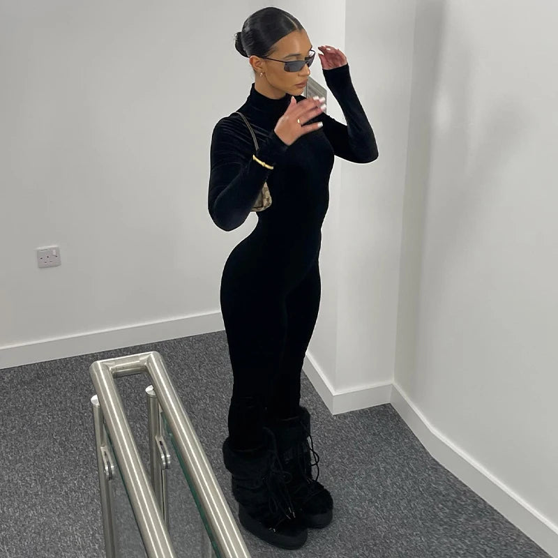 Dulzura Velvet Y2k Bodycon Jumpsuit For Women