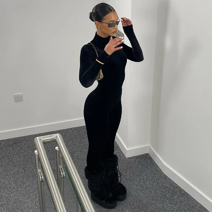 Dulzura Velvet Y2k Bodycon Jumpsuit For Women