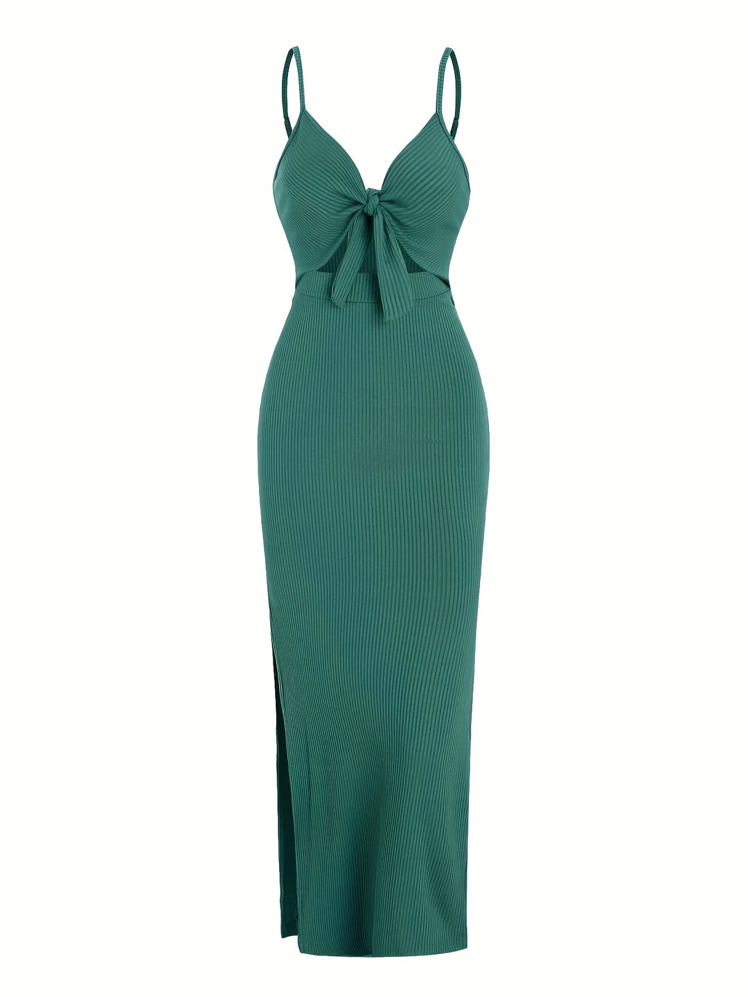 Floral Knit V Neck Sleeveless Backless Long Dress