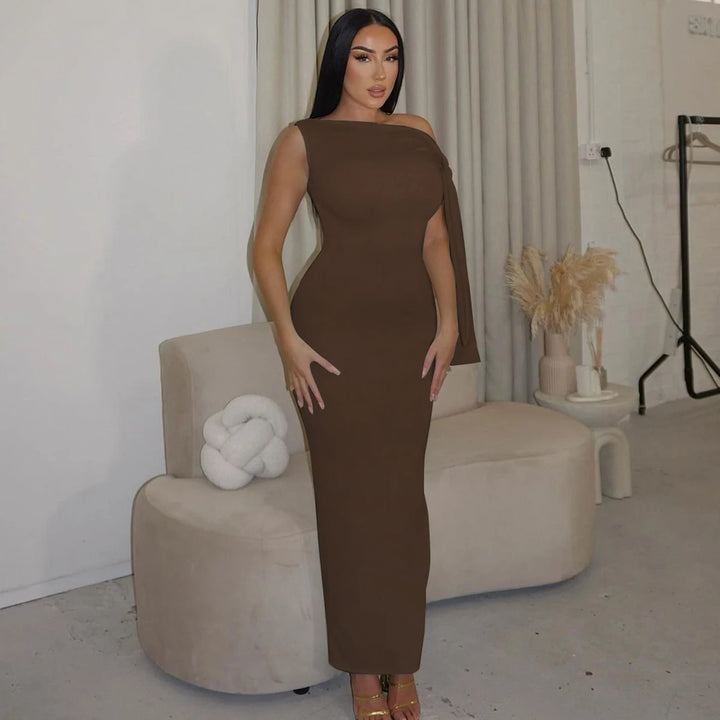 Hugcitar Patchwork Knit Maxi Dress Y2k Slim Fit