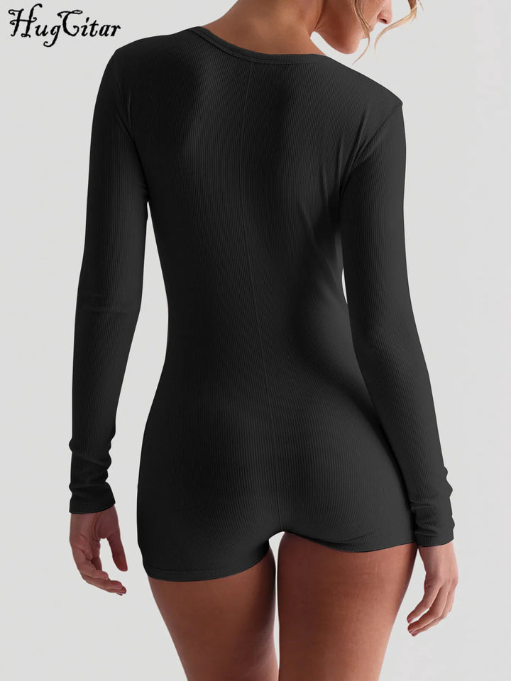 Hugcitar Bodycon Playsuit Square Collar Women