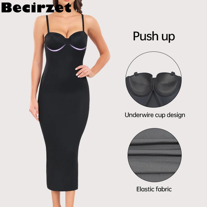 Black Slimming Push Up Evening Halter Body Shaping Long Dress