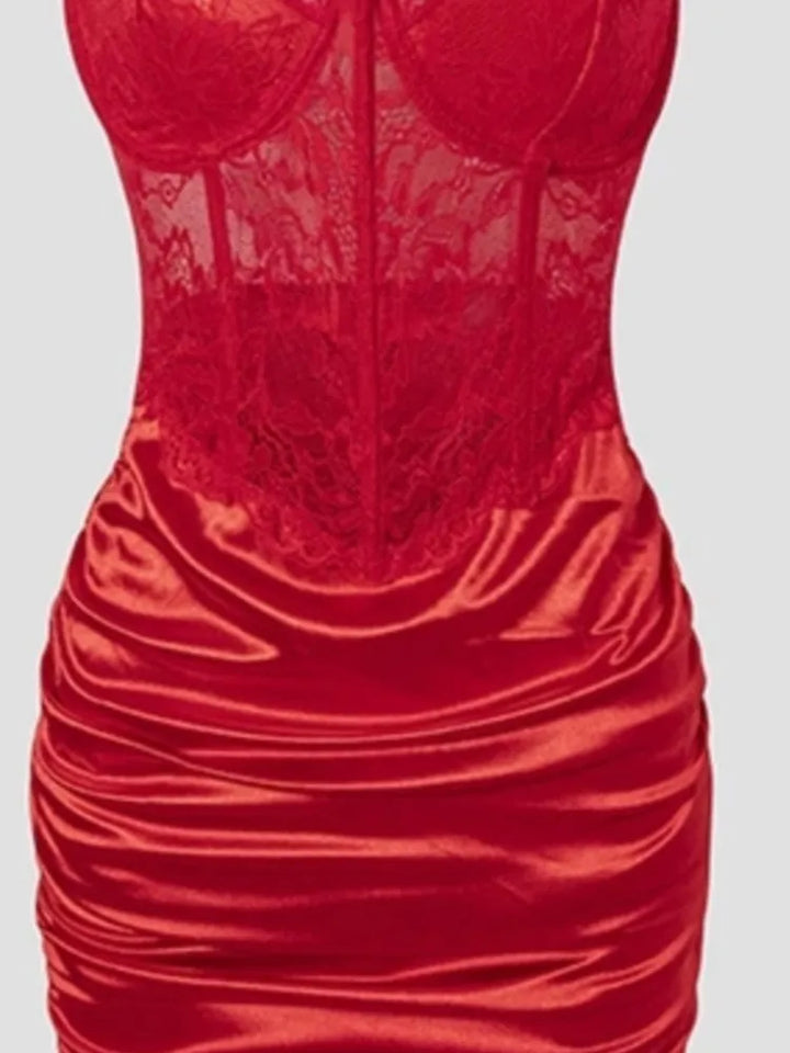 Women Lace Bodycon Club Dress Spaghetti Strap