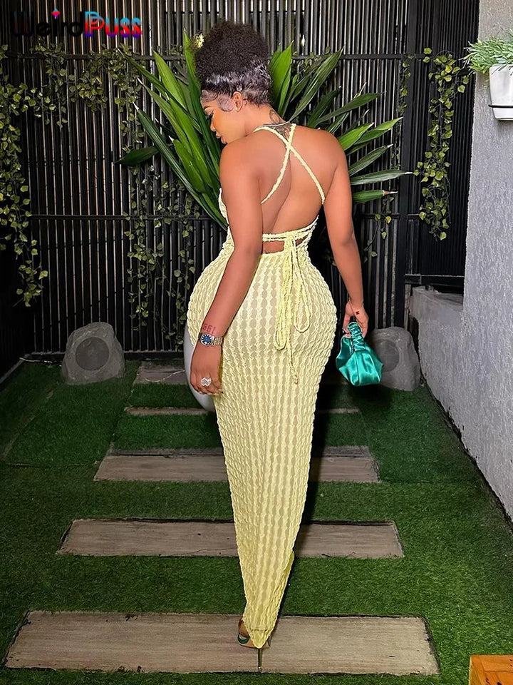 Elegant Backless Halter Dress For Women
