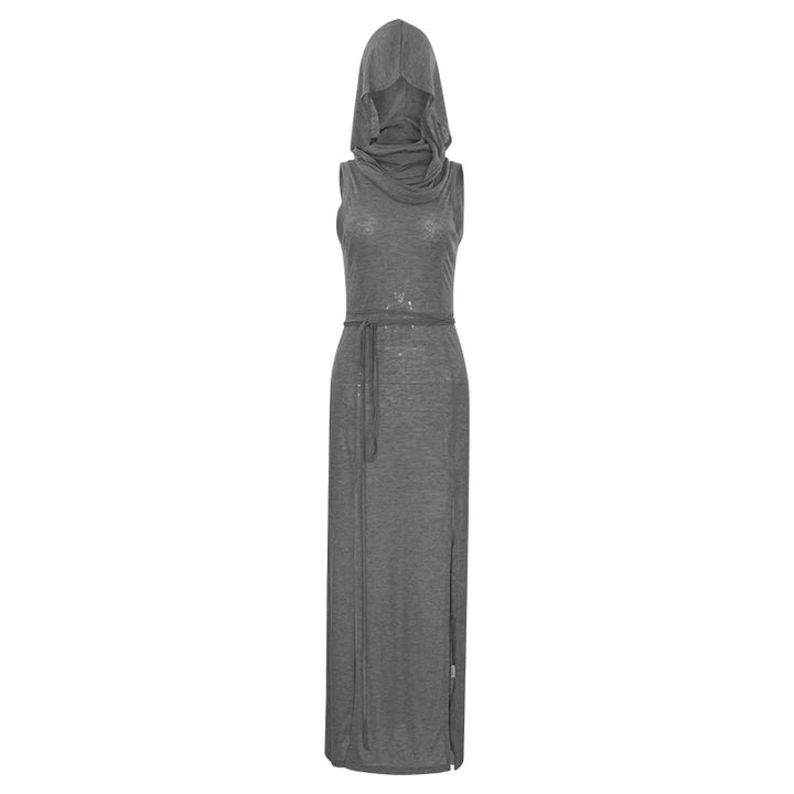 Sexy Sleeveless Hooded Long Split Dress For Summer